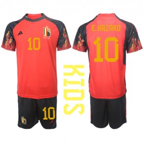 Belgien Eden Hazard #10 kläder Barn VM 2022 Hemmatröja Kortärmad (+ korta byxor)